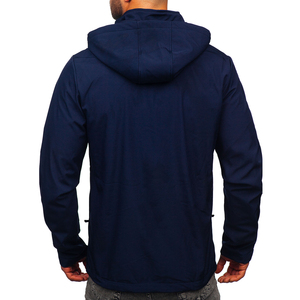 Nouvelle veste bomber softshell légère à capuche pour homme, bleu marine, imperméable, respirante, avec fermeture éclair haute, enduite, décontractée - Product Image 2