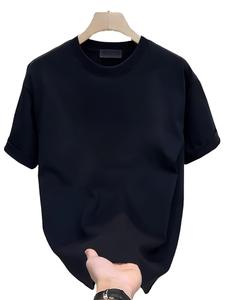 OEM personalizado impreso de los hombres de color sólido de manga corta de algodón de gama alta camiseta Bordado Logo Diseño Transpirable Pesado Tallas grandes - Product Image 2