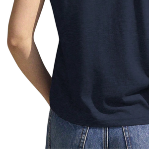 <b>Womens</b> Casual Short Sleeve <b>T</b> <b>Shirt</b> Round <b>Neck</b> Soft Cotton Slub Knit Basic Top Summer Daily Wear Small Bow Detail Slim Fit - Product Image 6