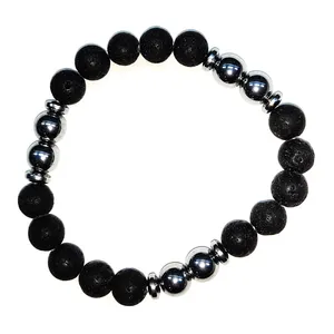 Lava Bead With Silver Bead bracelet healing physical body aches and pains, relieving emotional and mental suffering, gifts ideas