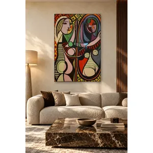 Fida Picasso Fille devant un miroir Impression cubiste sur toile - Product Image 3