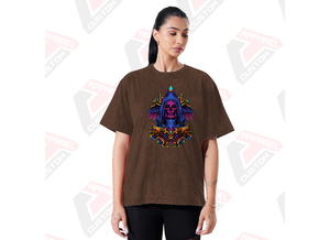 Camiseta de lavado ácido para mujer con estilo, suave, de moda, cómoda, con pana batik de mezclilla ecológica para el verano - Product Image 6