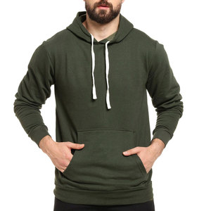 Sudadera con Capucha Personalizada OEM para Hombre, Verde Oliva, Felpa, con Cordón Blanco en Contraste, Estilo Urbano, Venta al por Mayor de Fábrica, Ropa al por Mayor - Product Image 1