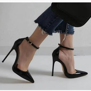 Zapatos de Tacón de Aguja Clásicos para Mujer, Punta Puntiaguda, Decoración de Diamantes de Imitación, 9 CM, para Tallas 36-40, Hechos en Turquía - Product Image 1