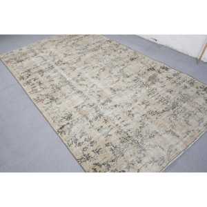 พรมตุรกีขนาดใหญ่ 5.1x8.9 ฟุต พรมวินเทจสีเบจน้ำตาล พรมขนสัตว์เปอร์เซีย - Product Image 4