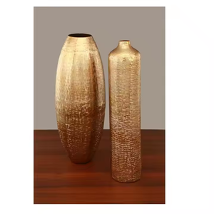 Modern Aluminium Metal Flower <b>Vase</b> with Hammered <b>Texture</b> Weddings Decor for Home-Bedroom Living Room Tabletop Use by Decor Impex - Product Image 3