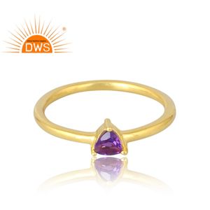 Dernière vente Bague en argent sterling 925 plaqué or 18 carats avec améthyste naturelle Bague Demi Fine Jewelry Manufacturer - Product Image 3