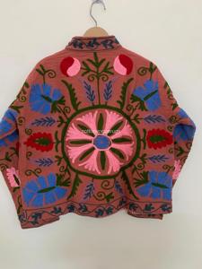 Hand Embroidered Floral Cotton Jacket Mandarin Collar Full Sleeve Women's Spring Outerwear Chinese Style Casual Coat - Product Image 3