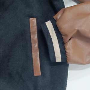 Wholesale Custom Men's Varsity <b>Jacket</b> with Stand Collar Quality Leather Sleeves and Chenille Embroidery Letterman Style - Product Image 4