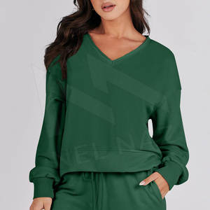 2023 logotipo personalizado ropa de entrenamiento femenina chándal 2 piezas pantalones conjuntos con bolsillos Rosa sudaderas mujer chándal - Product Image 5