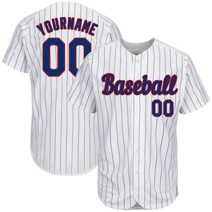 Direct Engro Sportswear Industry Personnalisé Blanc Royal Pinstripe Royal-Rouge Authentique Maillot de Baseball Plus Size Design - Product Image 1