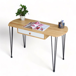BD68107 Hairpin <b>Iron</b> Legs Desk with Small Drawers 120x50cm Computer Desk with Practical Storage Features - Product Image 1