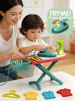 Ensemble de 6 pièces de jeu d'imitation de petits appareils électroménagers réalistes avec fer à repasser, fonction pulvérisation d'eau et planche à repasser - Jouet de jeu de rôle domestique