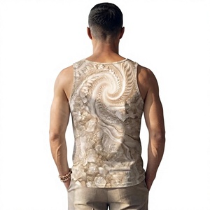Men's Plus Size Breathable Eco-Friendly <b>Tank</b> <b>Top</b> O-Neck Casual Sleeveless Digital Printing Knitted Polyester/Cotton Gray Solid - Product Image 3