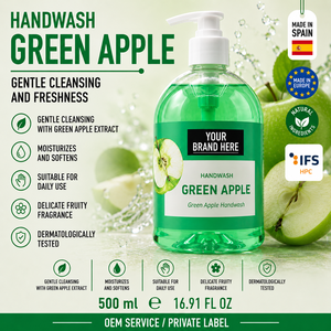 Jabón de Manos de Manzana Verde de Marca Privada 500ml OEM |   Jabón de Manos Vegano con Aroma a Frutas |   España UE - Product Image 1