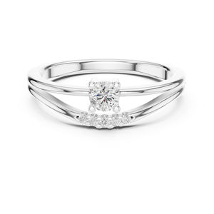 Anillo Clásico Chapado en Oro Blanco de 14K con Diamante Cultivado en Laboratorio de 0.19 Ct, Certificado por IGI, para Mujer |   Ropa de Uso Diario |   Diamante Cultivado Nuevo - Product Image 1