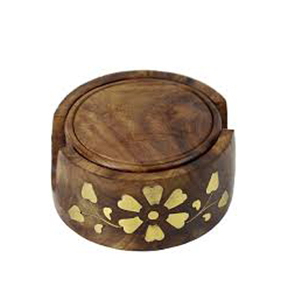Ensemble de sous-verres à thé ronds en bois 6 avec support, sous-verres pour table basse, sous-verres de protection de table pour ferme - Product Image 5