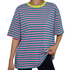 Camiseta ajustada para chica adulta al por mayor, ropa de calle personalizada, camiseta de mujer de algodón de gran tamaño con hombros caídos - Product Image 1
