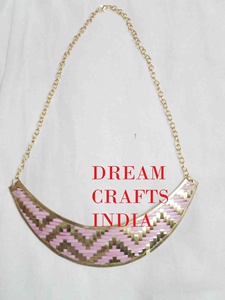 Phụ Nữ Brass Vòng Cổ Set Tay Dệt Kim Nửa Trăng Ấn Độ Tuyên Bố Vàng Choker Chì Miễn Phí Tất Cả Các Đầy Màu <span class=keywords><strong>S</strong></span>ắc Có Thể Điều Chỉnh Chunky Dây Chuyền - Product Image 6