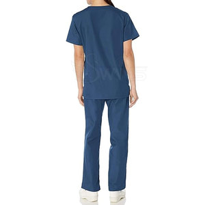 Conjunto de Uniforme Médico Azul Marino para Mujer, Top con Cuello en V y Pantalones, Algodón y Poliéster, Uniformes de Hospital para Profesionales Médicos - Product Image 3