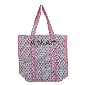 Sac fourre-tout à bandoulière en coton imprimé floral écologique de style bohème vintage pour femme, avec deux anses, vente en gros - Product Image 2