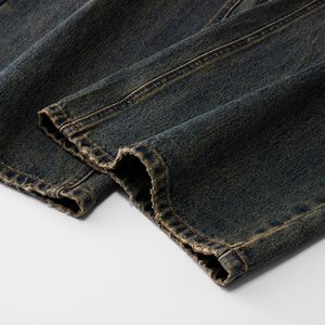 Jeans pour hommes Pantalon en denim à jambes larges et coupe ample avec poches Pantalons longs en denim de couleur unie Streetwear décontracté pour hommes - Product Image 2