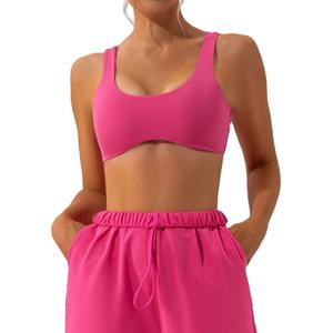 Sujetador deportivo de diseño simple para mujer, nuevo conjunto de Fitness transpirable de nailon Spandex con dobladillo curvo y almohadillas extraíbles - Product Image 1