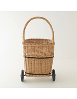 Panier de courses à roulettes en osier, support de cuisine en bois, couleur naturelle, fait main, écologique, capacité 20-35L, Nhat Minh Ready for