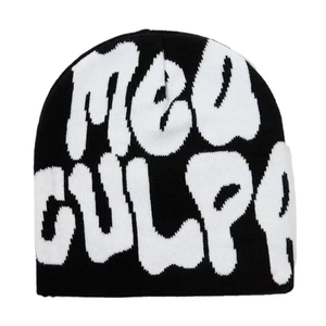Gorro de invierno con estampado completo Unisex al por mayor, gorro de punto acrílico con logotipo personalizado, gorros con puños - Product Image 1