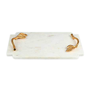 Nouveauté - Plateau de service en marbre de style américain écologique avec poignée en métal - Plateau de mariage fait à la main - Marque TQC - Product Image 6