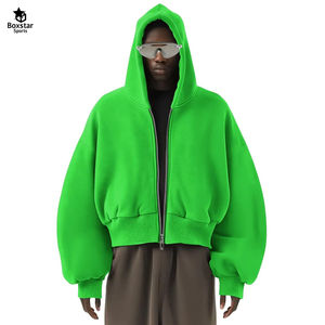 Alta calidad de encargo de la gota hombros en blanco de lana de peso pesado con cremallera sudaderas con capucha de gran tamaño Boxy Fit 500gsm sudaderas con cremallera a bajo precio - Product Image 5