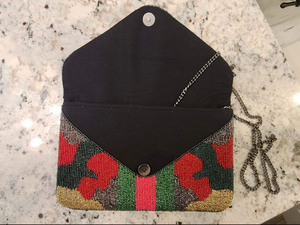 Queen Beaded Envelope Clutch in Camo for Pink and <b>Green</b> Stripes Elegant <b>Evening</b> <b>Bag</b> - Product Image 3