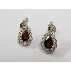 Natural Garnet White Topaz <b>Stud</b> Earrings for Women 925 Sterling <b>Silver</b> Rose Gold Pear Cut Water Drop for Weddings Shah Gems - Product Image 4