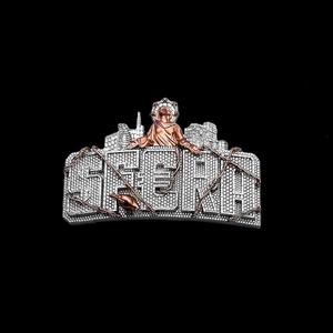 Colgante de moissanita de corte redondo de Plata de Ley 925 personalizado chapado en oro estilo bonito abalorios de moda helados - Product Image 3