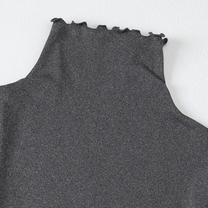 Haut décontracté à col montant pour femme, tendance, confortable et chaud, en jersey avec décoration boutonnée - Product Image 5