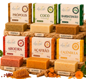 Alquiverde Jabón Vegano Botánico Brasileño en Barra, Paquete Económico de 18 Barras - Set Surtido (Azafrán, Aroeira, Barbatimao, Caléndula, Coco) - Product Image 3