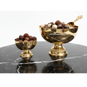 Gold Plated Set Of Two <b>Chocolate</b> Bowl Round Shape Designer Sweet Bowl Classic Stylish <b>fancy</b> New <b>Chocolate</b> Bowl - Product Image 1