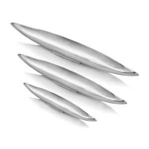 Forma de barco de metal diferentes tamaños acabado brillante decoración moderna para el hogar servir dátiles y fruta bandeja para servir comida Juego de 3 - Product Image 1