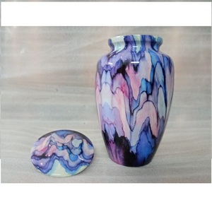 Handcrafted Aluminum Adult Metal Cremation Urn Blue <b>Marble</b> Finish Artistic Funeral Urn for Human Ashes Decorative Urn. - Product Image 5