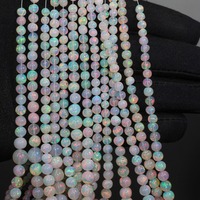 Opale naturelle AA 100% pure, opale multifeu, perles rondes en vrac, certifiées par un tiers, blanches et lisses, 5 mm, 8 pouces