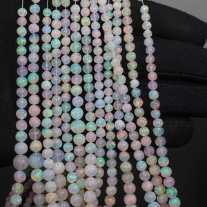 Perles rondes en opale naturelle AA 100% pure, opale multicolore du Rajasthan, certifiées par un tiers, blanches et lisses, pour la fabrication de stylos - Product Image 2
