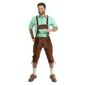 Lederhosen-Pantalón corto de cuero auténtico con tirantes a juego para hombre, Oktoberfest bavario personalizado, 100% original - Product Image 1