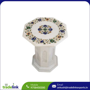 Mesas de centro de extremo con incrustaciones de mármol, piedras preciosas semipreciosas de fácil montaje para el hogar, muebles de sala de estar, belleza moderna y opulenta - Product Image 6