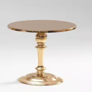Mesa de aluminio de diseño moderno con elegante acabado dorado para interiores y exteriores para uso doméstico en restaurantes de hoteles por Azora Industries - Product Image 2