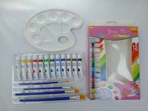 Ensemble de peinture 17 pièces, 12 peintures lavables non toxiques, 4 pinceaux, 1 palette - Product Image 2