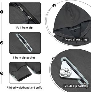 Sudadera con capucha de lana para hombre Sudaderas con capucha de entrenamiento atlético de manga larga para hombres con bolsillos - Product Image 5