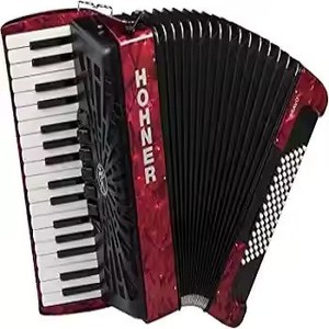 Accordéon Hohnner Bravo III 72 avec soufflet noir rouge - Product Image 1
