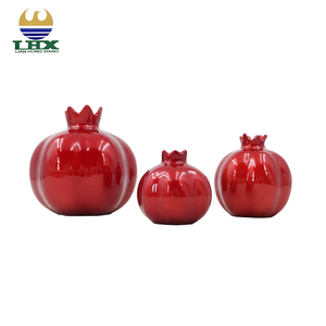<span class=keywords><strong>Vase</strong></span> en céramique de grenade rouge centre de table en forme de fruit émaillé brillant pour la maison salon et salle à manger décor moderne - Product Image 4