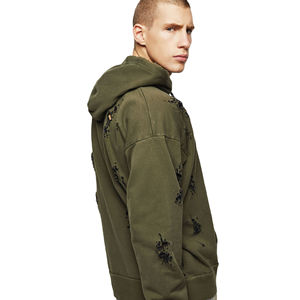 Sudadera con Capucha de Alta Calidad para Hombre, Estilo Desgastado, Hombros Caídos, 100% Algodón, Tinte Liso, Ecológica, Ropa Urbana para Invierno, Venta al Por Mayor Personalizada - Product Image 3