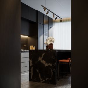Meubles de cuisine de luxe pour villas à Dubaï, en Arabie Saoudite et au Qatar, cuisines laquées sur mesure, îlot en marbre, exportation depuis la Turquie - Product Image 1